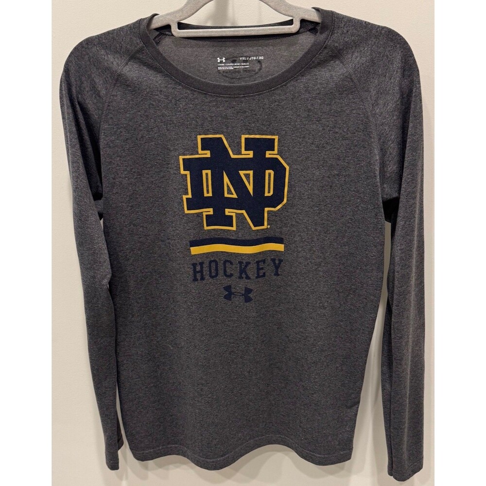Notre Dame Fighting Irish Hockey - Under Armour Long Sleeve T-Shirt - Youth XL